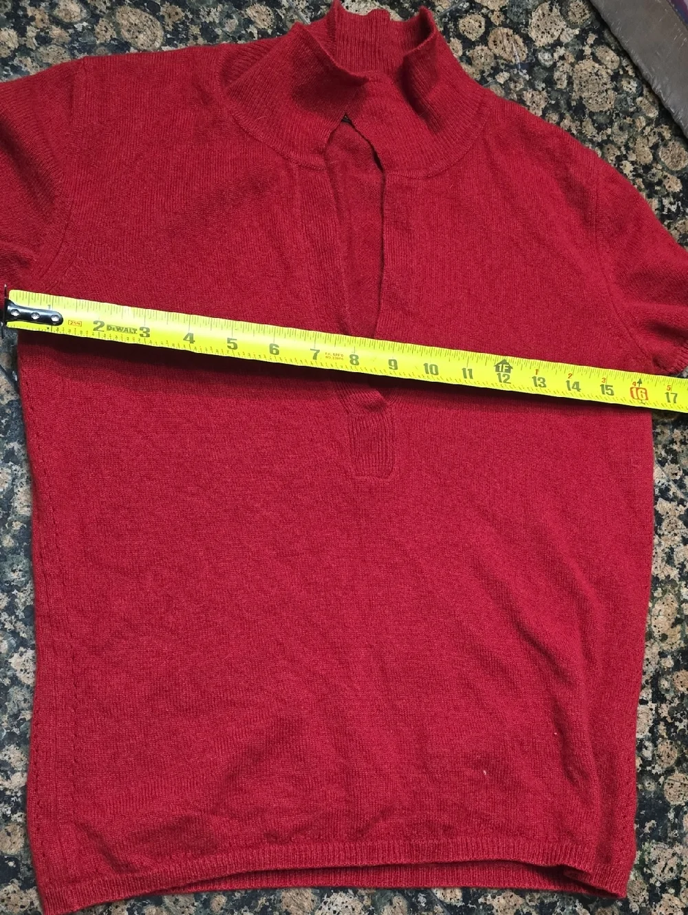 Loro piana sz 40 red polo cashmere short sleeve sweater w flaw